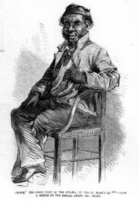 1862 sketch of Prince, a black pilot, seated.