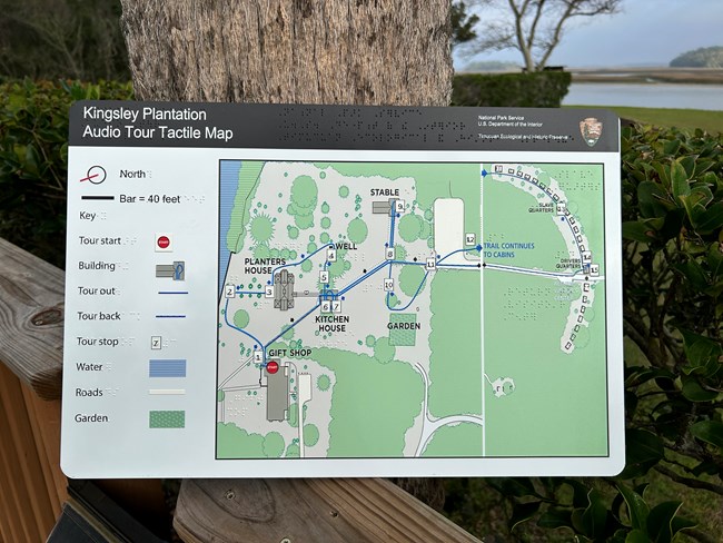 map of Kingsley Plantation with braille