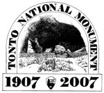 Tonto Centennial Logo. Drawing of cliff dwelling surrounded by the words "Tonto National Monument 1907-2007".