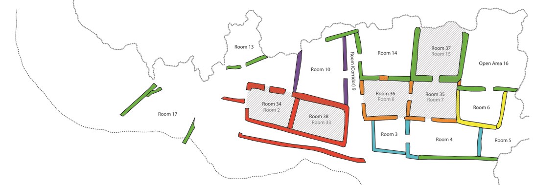 Map of the Lower Cliff Dwelling during the seventh stage of construction.