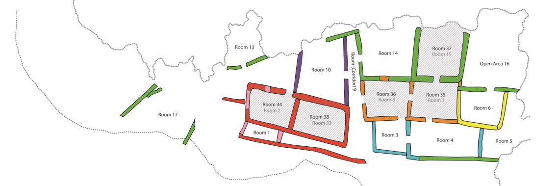 Map of the Lower Cliff Dwelling during the eighth stage of construction.