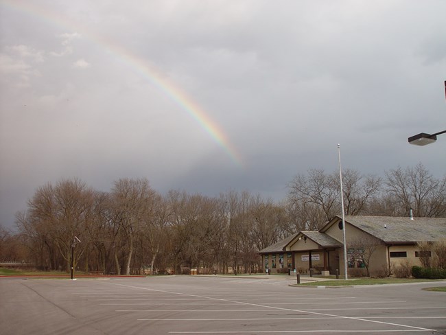 A rainbow over the Education Center.