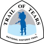 A triangle with "Trail of Tears" and an image of a American Indian woman silhouette.