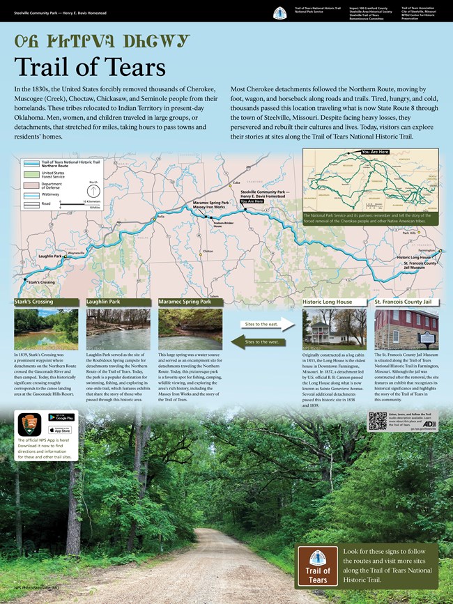 Large exhibit panel with images and signs.