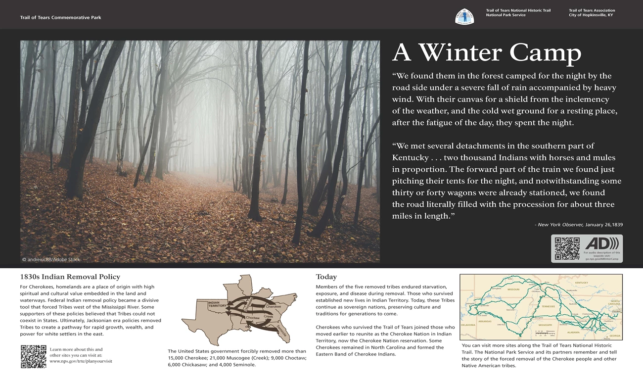 Wayside interpretive exhibit, full audio description is available.