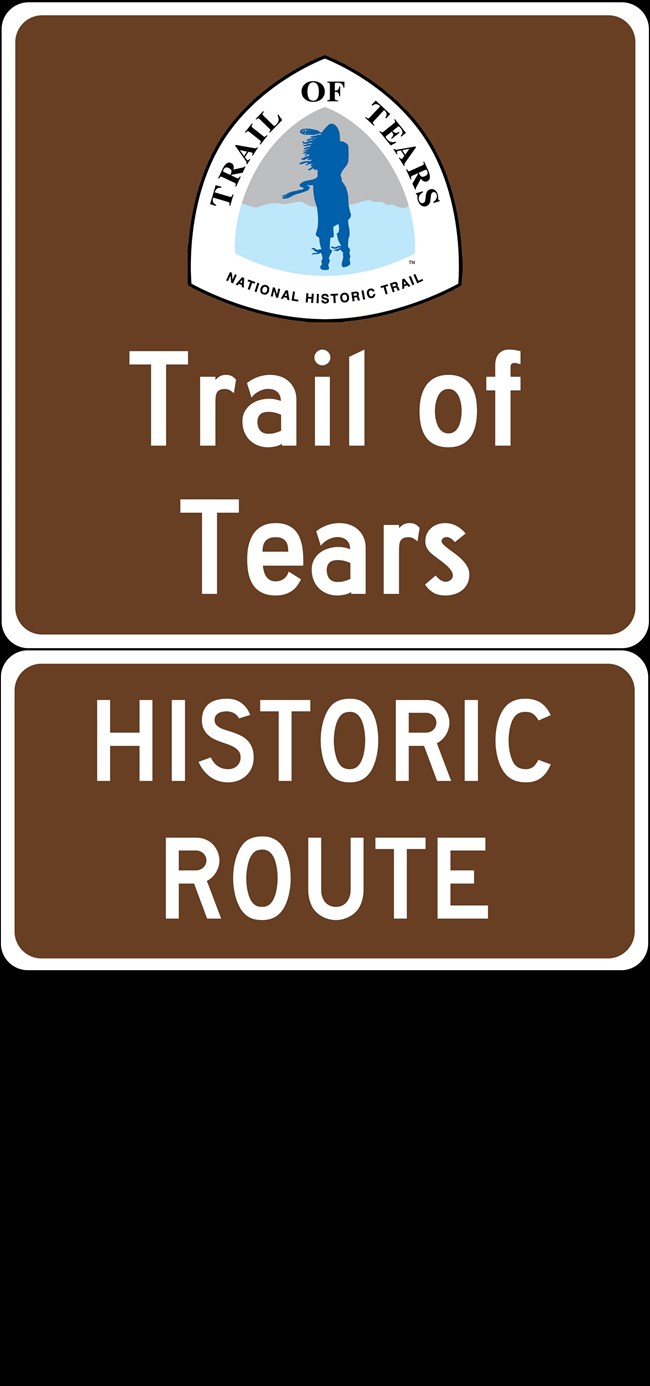 Trail of Tears Historic Route brown road sign.