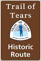 Brown Trail of Tears NHT historic route sign with trail logo Brown Trail of Tears NHT historic route sign with trail logo