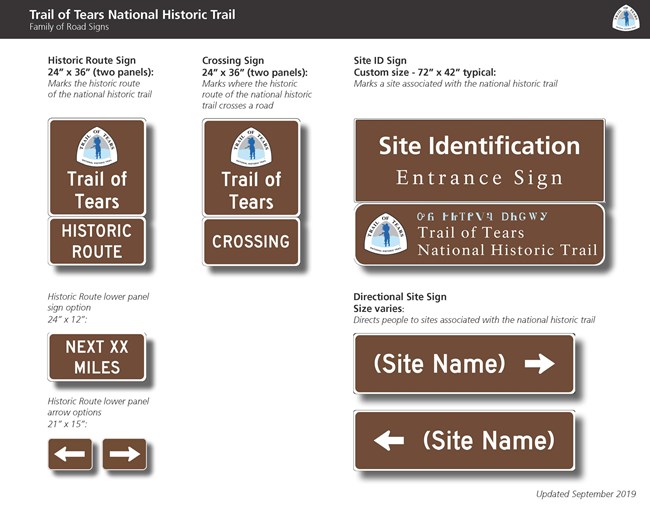 A group of signs that indicate the presence of the Trail of Tears.