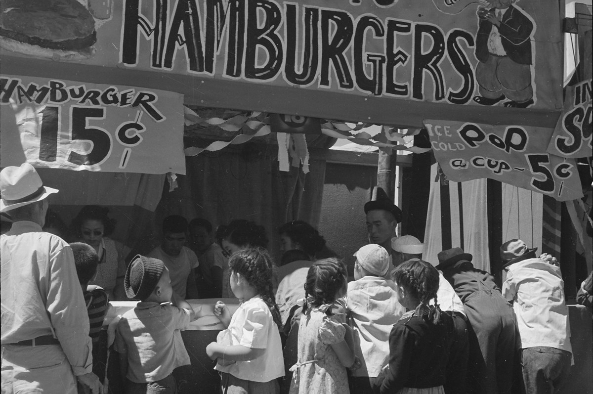 Children at a hamburger stand