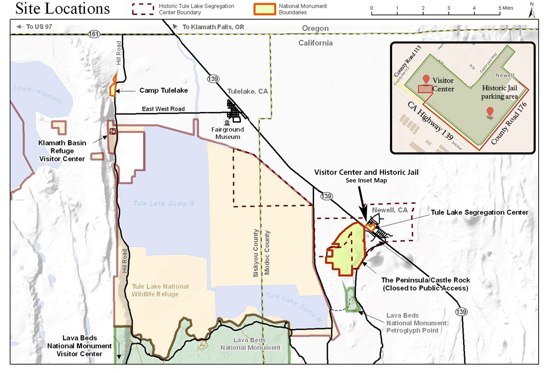 Map showing national monument sites and other points of interest in the area.