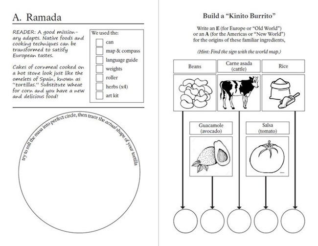 page from student workbook including tortilla rolling