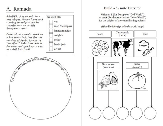 sample page from quest guide page from student workbook including tortilla rolling