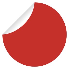 graphic of red sticker with peeling corner