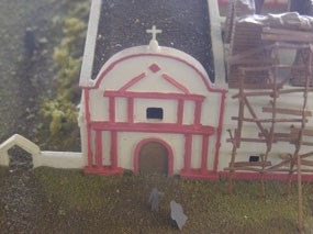 close up of model of front of church