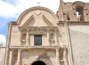 closeup of facade of church