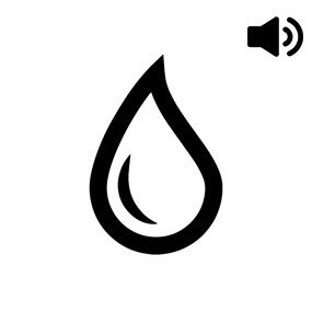 symbol of water droplet with audio icon