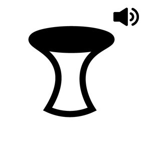 symbol of baptismal font with audio icon
