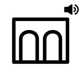 symbol of arched arcade with audio icon