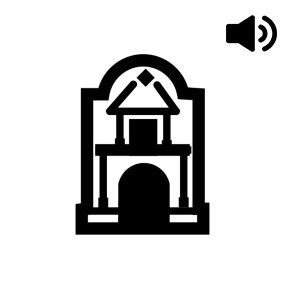symbol of church façade with audio icon