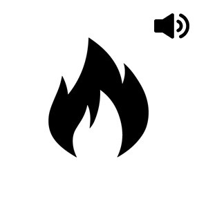 symbol of flame with audio icon