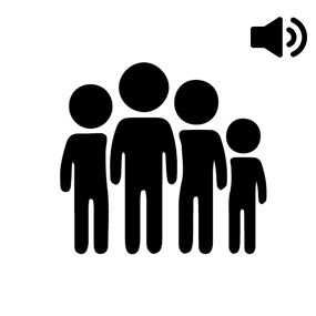 symbol of family figures with audio icon