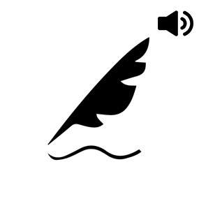 symbol of quill pen with audio icon