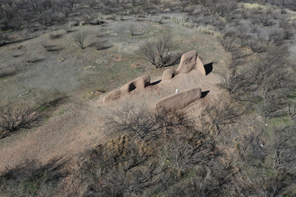oblique aerial photo of guevavi ruins