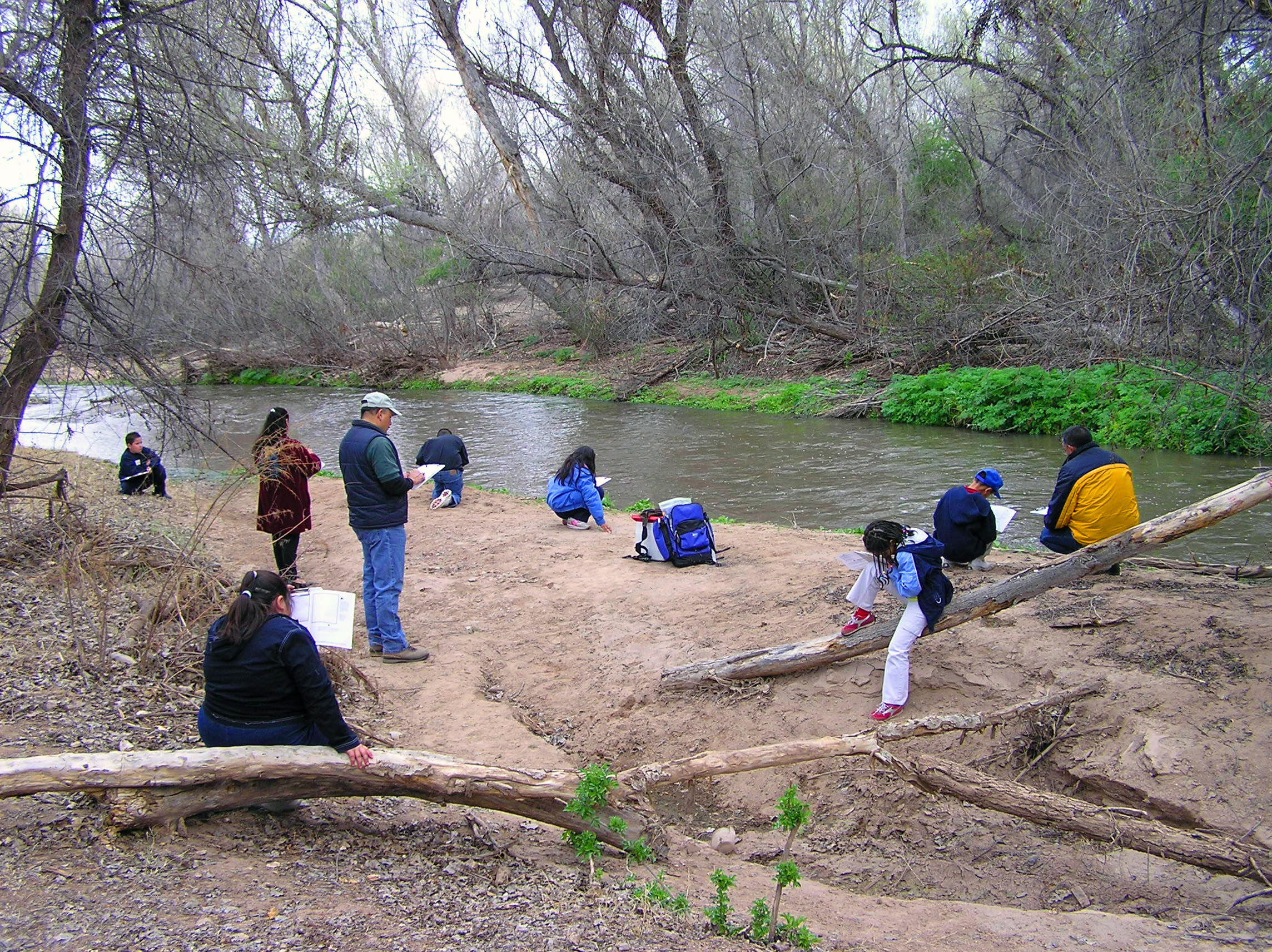 kids at river