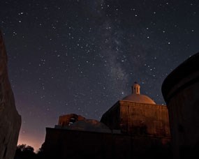 church dome with milky way