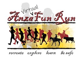 Anza Virtual Fun Run logo with runners, horses, cattle