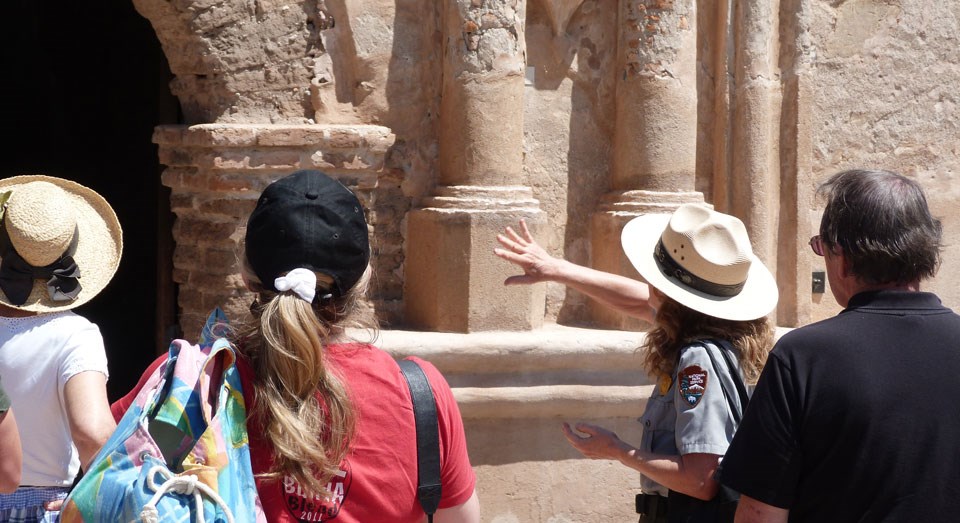 ranger pointing at church