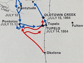 The Federals turned east from Pontotoc and took the high ground in Tupelo instead of going to Okolona.