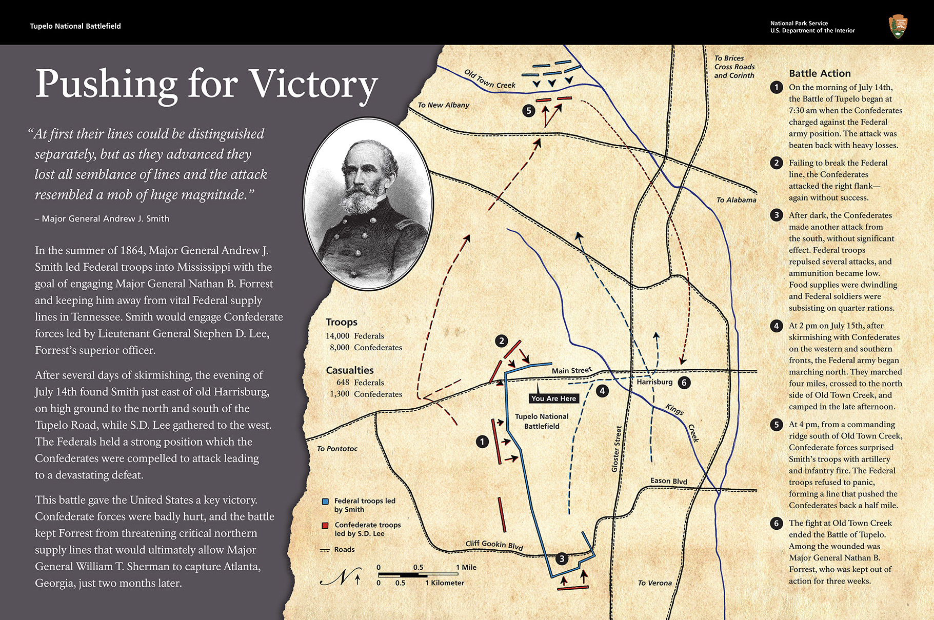 Pushing for Victory - A wayside for Tupelo National Battlefield.