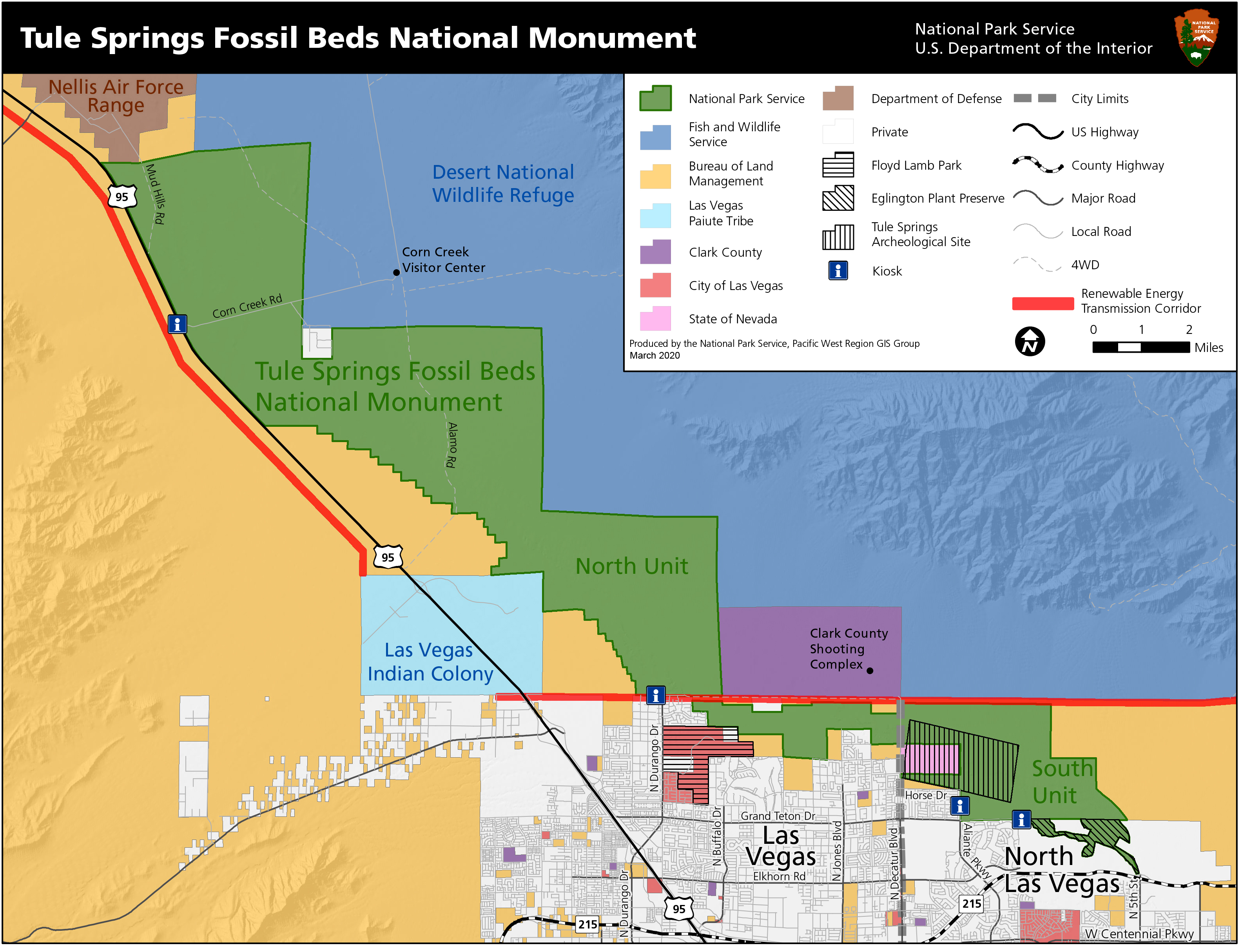Map of Tule Springs Fossil Beds National Monument.