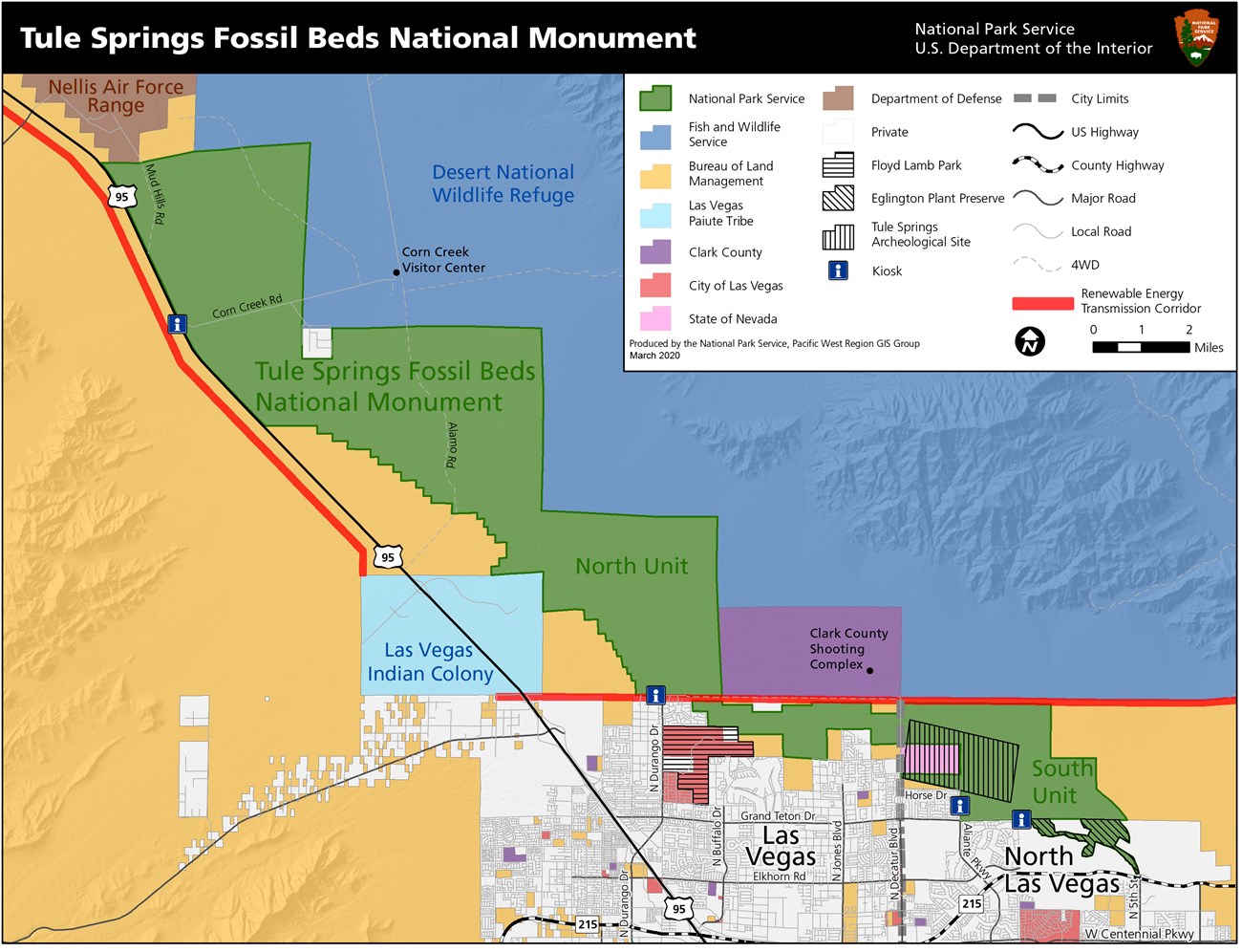 Map of Tule Springs Fossil Beds National Monument.