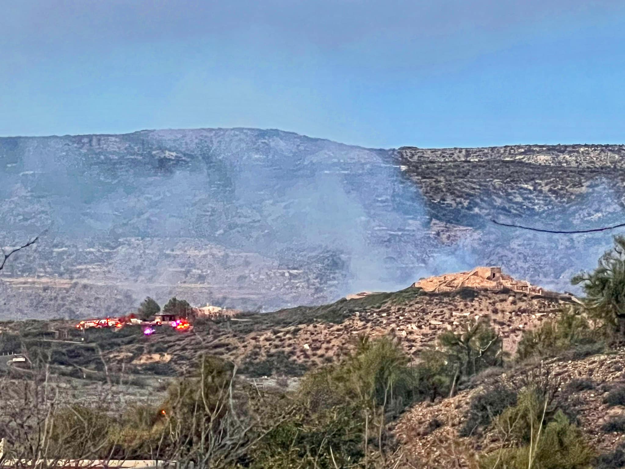 Tuzigoot Fire A grass and brush fire is seen creeping on April 2
