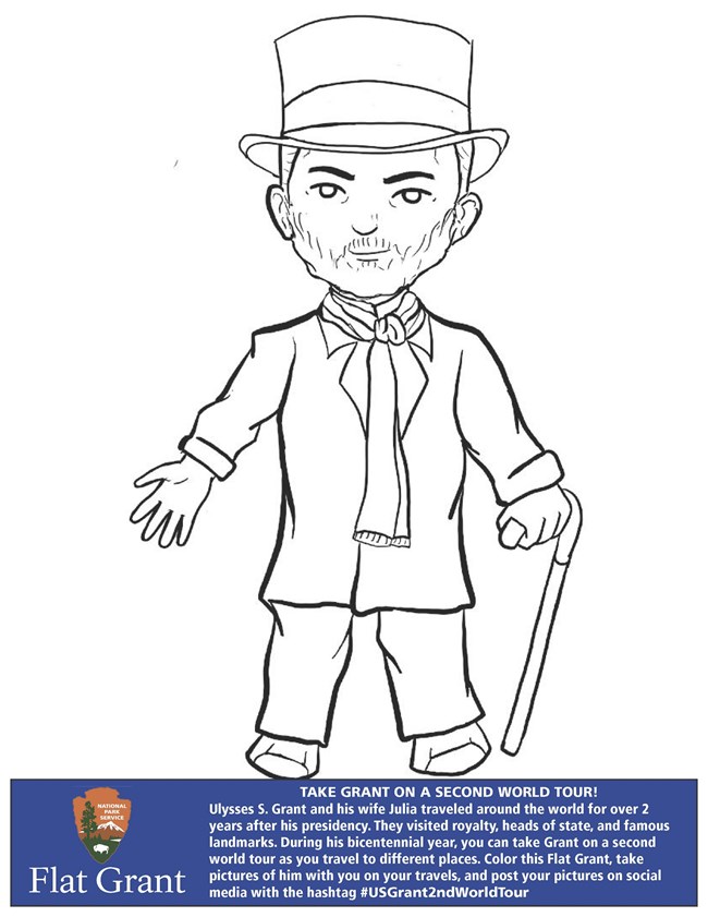 line drawing of Grant with top hat