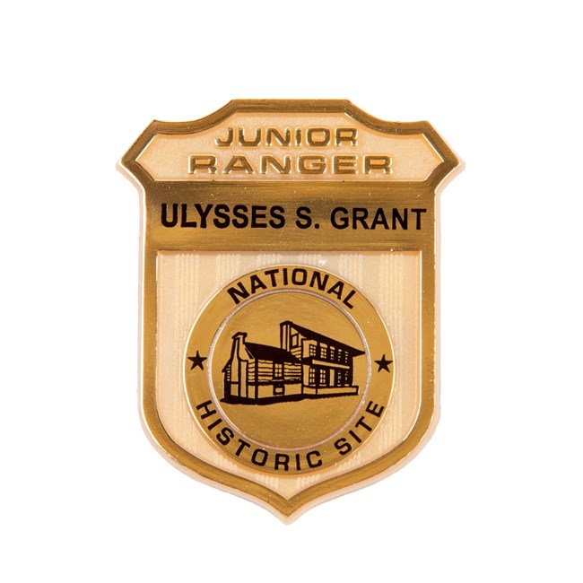 Ulysses S. Grant NHS Junior Ranger Badge picture of Junior Ranger badge that shows image of historic house