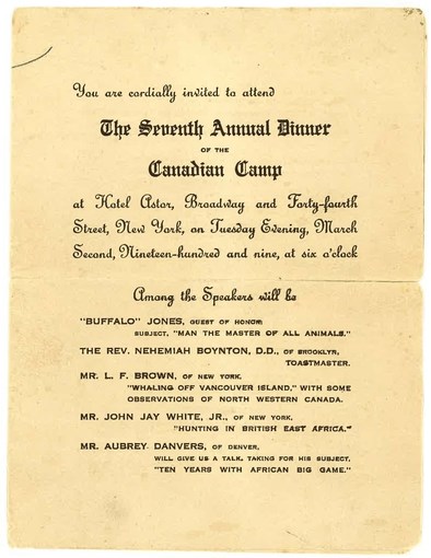 Invitation to the Seventh Annual Dinner of the Canadian Camp.