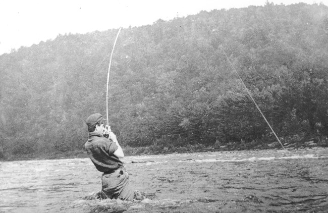 Zane Grey Fishing in the Delaware River.