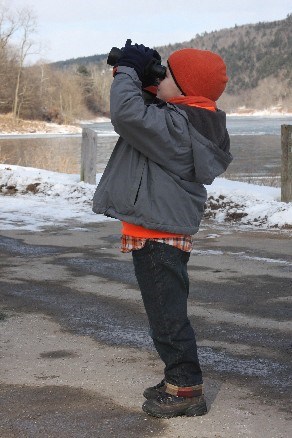 boy with binoculars