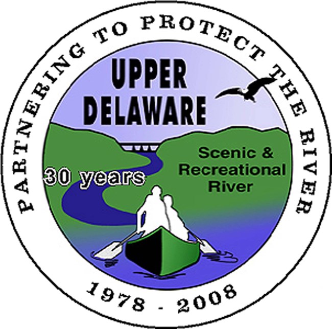 Upper Delaware Anniversary Logo.  Partnering to Protect the River
