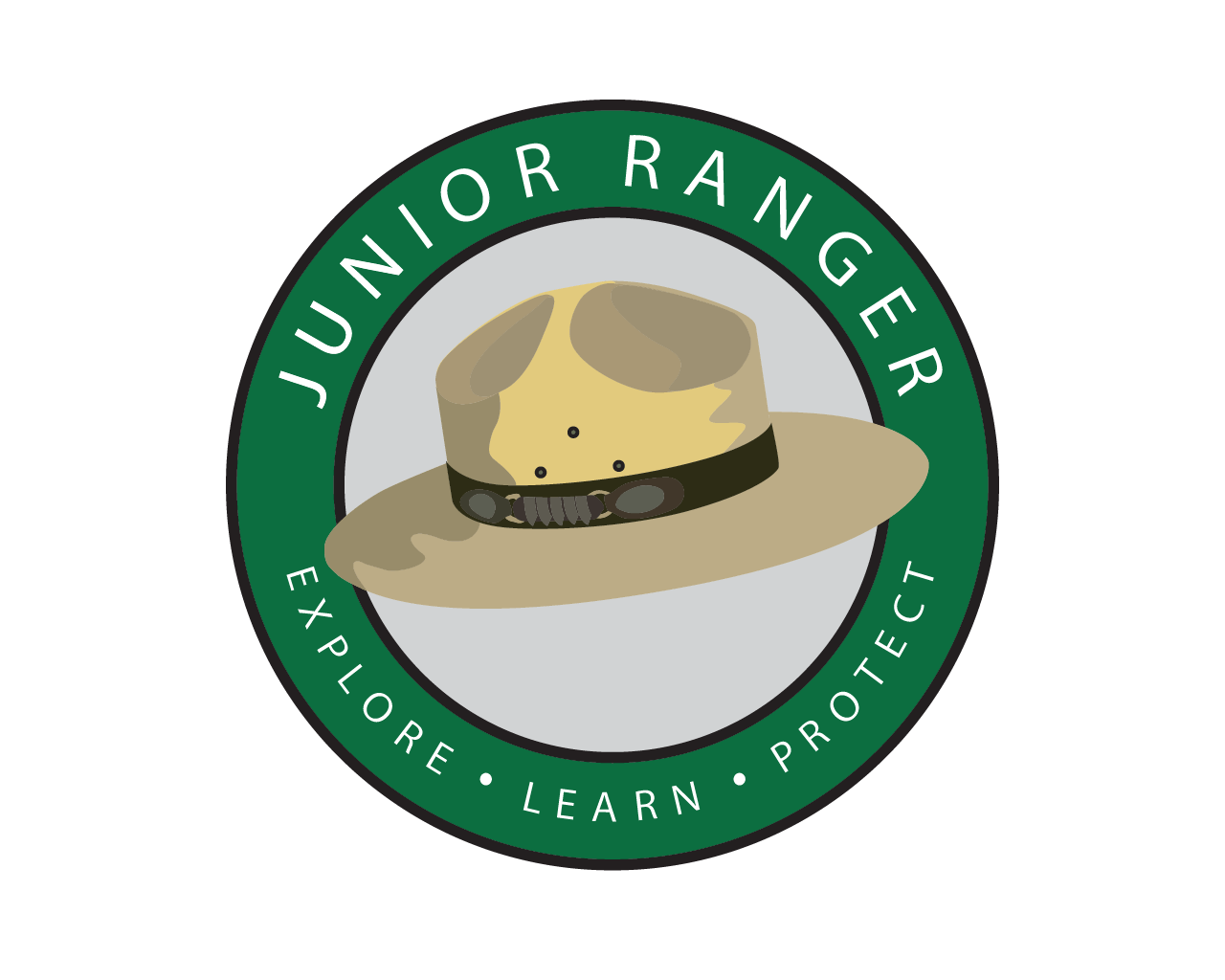 illustration, graphic, ranger hat, junior ranger, circular logo