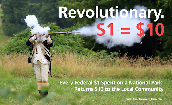 VAFO-Economic-Impact-Graphic A Soldier Fires a Musket with a Text Graphic Describing Economic Impact to Parks