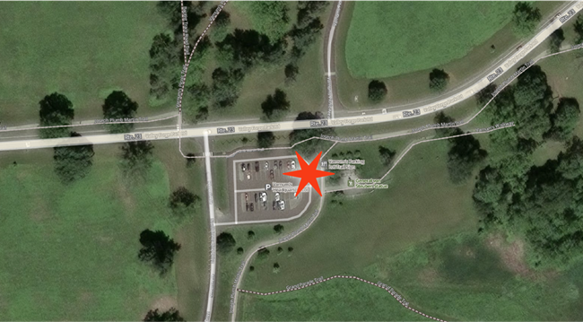 top-down satellite image of the General von Steuben statue area.