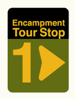 Tour stops are marked with these signs Encampment Tour sign