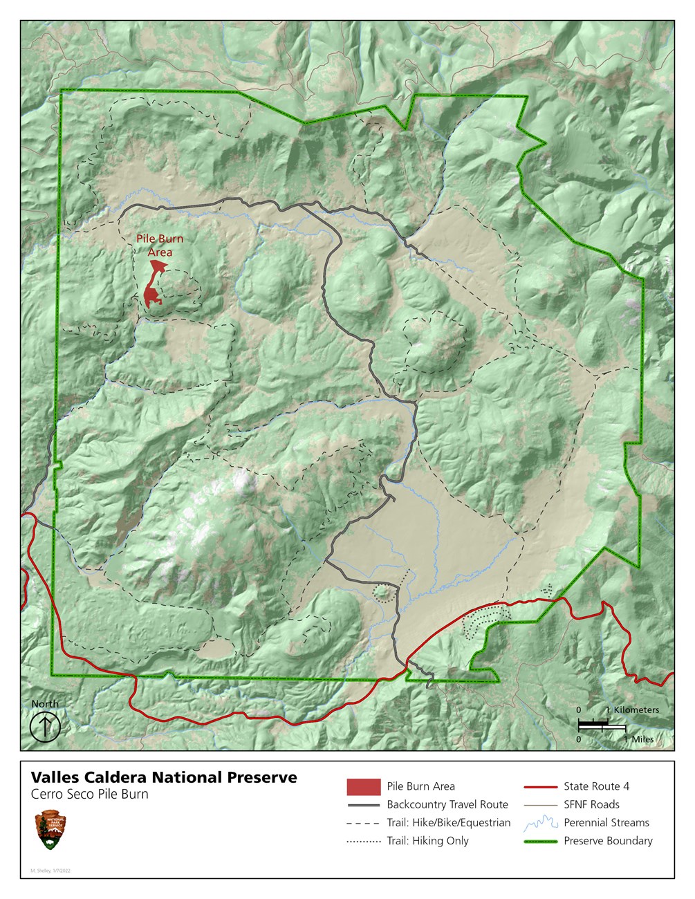 Map of Valles Caldera showing the Cerro Seco area in the northwest part of the park.