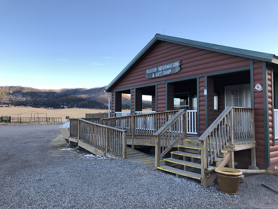 View of the front of the Valle Grande Entrance Station