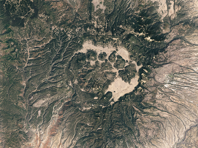 Satellite image of the Valles Caldera as seen from above