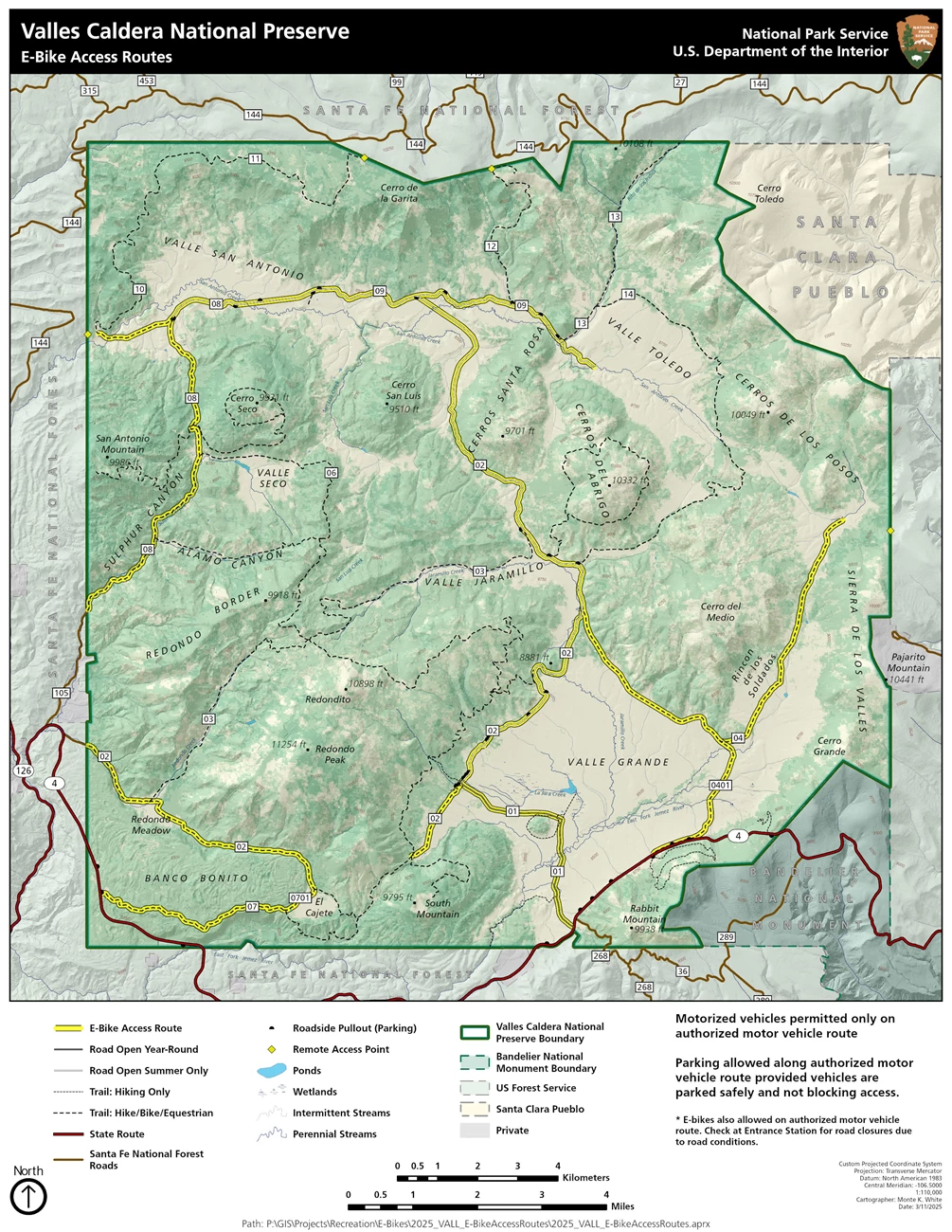 E-Bike Access Routes 2025 Map highlighting the routes open to e-bikes